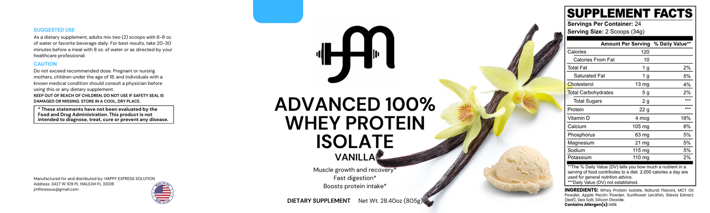Advanced 100% Whey Protein Isolate (Vanilla)