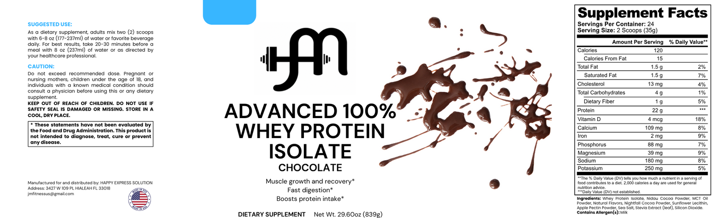 Advanced 100% Whey Protein Isolate (Chocolate)